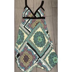 Dress Barn Multi Color Midi Sleeveless Dress Size 16 Paisley